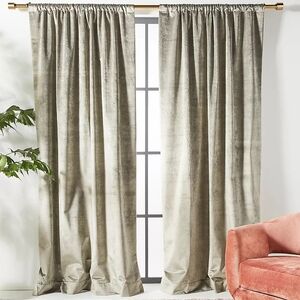 Anthropologie velvet slub blackout curtain
